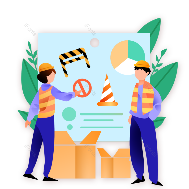 装饰图片,劳动元素,简约PNG,工人免抠素材